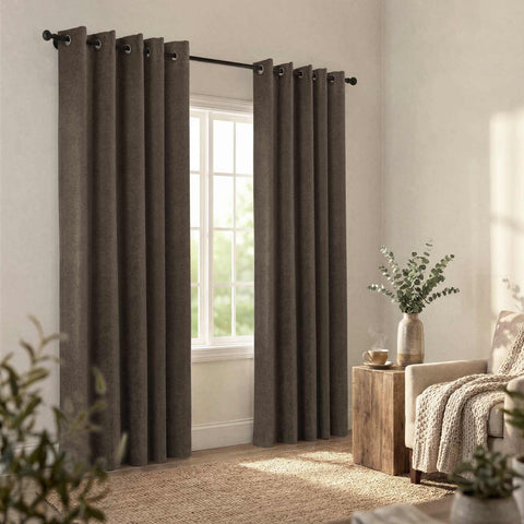 OY12 Blackout Soft Chenille Curtains Grommets 1 Panel for Bedroom