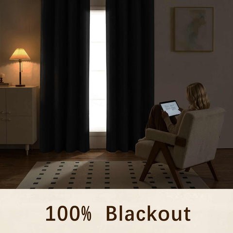 OY12 Blackout Soft Chenille Curtains Grommets 1 Panel for Bedroom