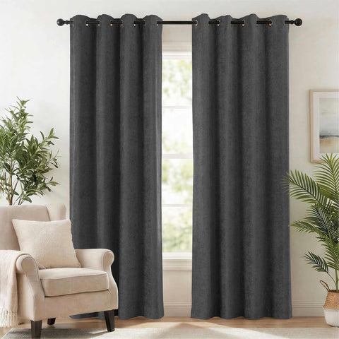 OY12 Blackout Soft Chenille Curtains Grommets 1 Panel for Bedroom