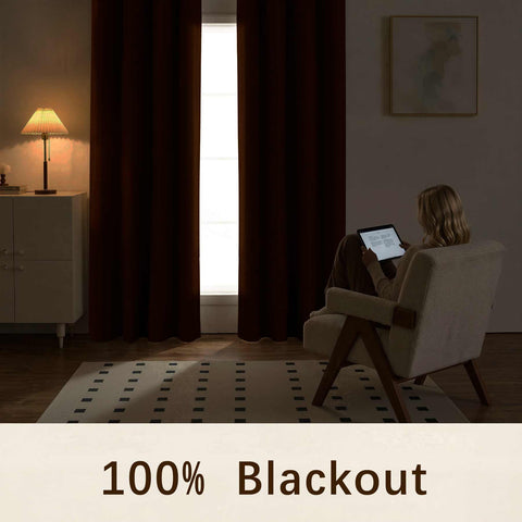 OY12 Blackout Soft Chenille Curtains Grommets 1 Panel for Bedroom