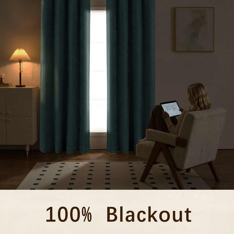 OY12 Blackout Soft Chenille Curtains Grommets 1 Panel for Bedroom