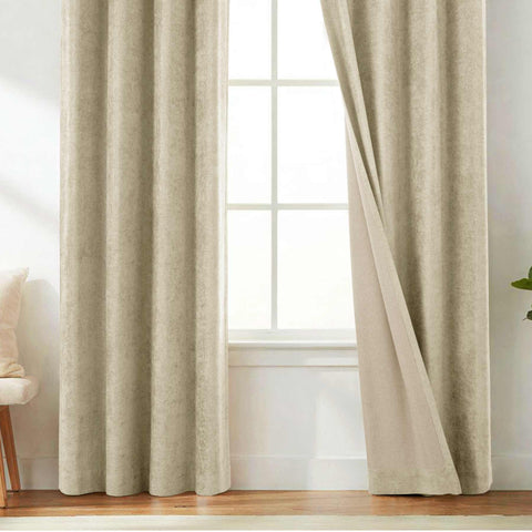 OY12 Blackout Soft Chenille Curtains Grommets 1 Panel for Bedroom