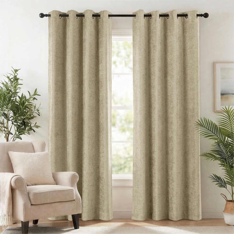 OY12 Blackout Soft Chenille Curtains Grommets 1 Panel for Bedroom