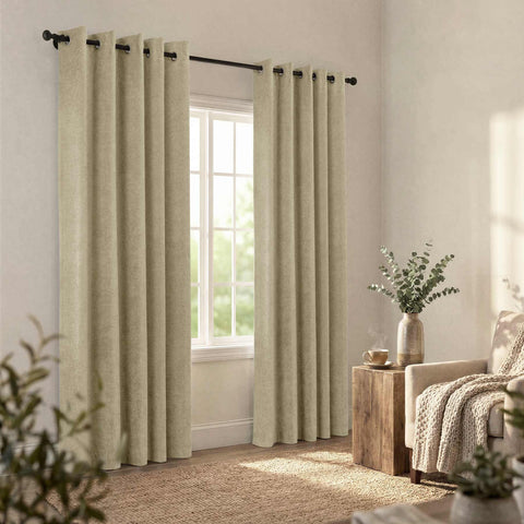 OY12 Blackout Soft Chenille Curtains Grommets 1 Panel for Bedroom