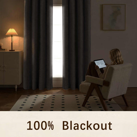 OY12 Blackout Soft Chenille Curtains Grommets 1 Panel for Bedroom