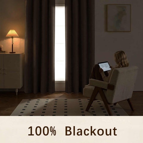 OY12 Blackout Soft Chenille Curtains Grommets 1 Panel for Bedroom