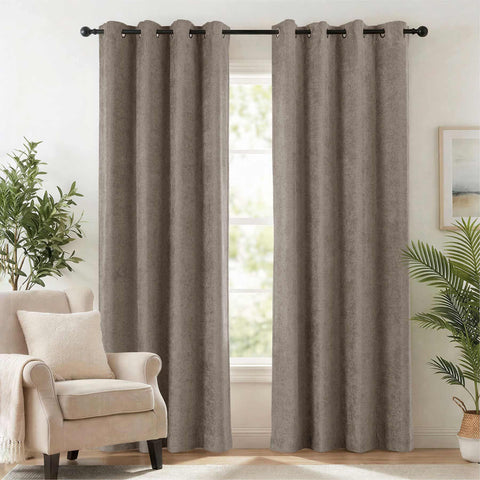 OY12 Blackout Soft Chenille Curtains Grommets 1 Panel for Bedroom