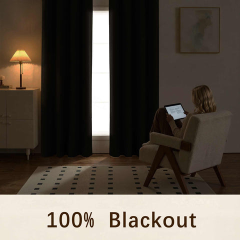 OY12 Blackout Soft Chenille Curtains Grommets 1 Panel for Bedroom
