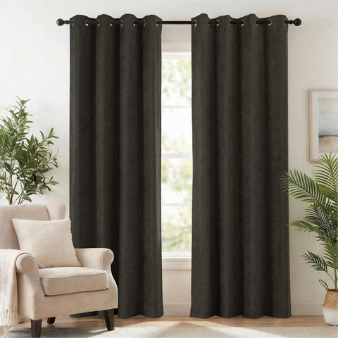 OY12 Blackout Soft Chenille Curtains Grommets 1 Panel for Bedroom