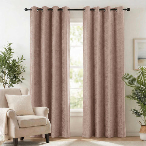OY12 Blackout Soft Chenille Curtains Grommets 1 Panel for Bedroom