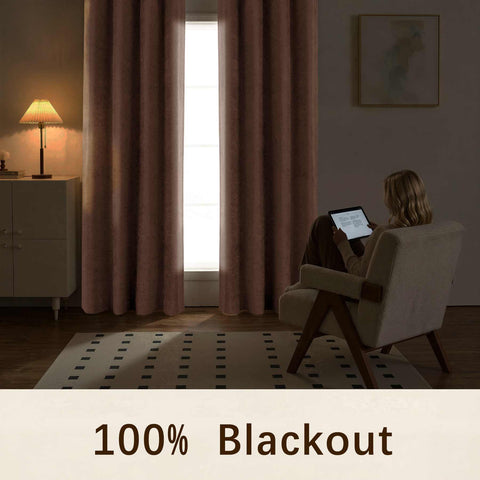 OY12 Blackout Soft Chenille Curtains Grommets 1 Panel for Bedroom