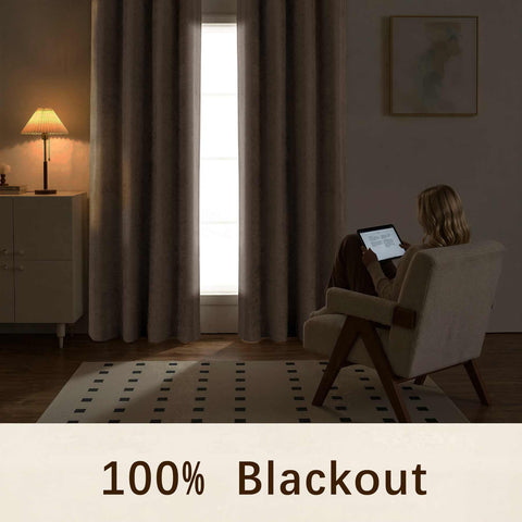 OY12 Blackout Soft Chenille Curtains Grommets 1 Panel for Bedroom