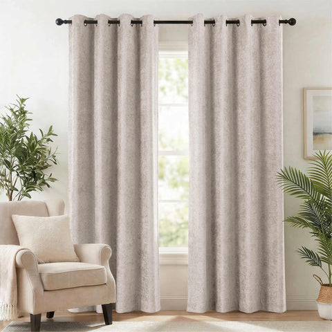OY12 Blackout Soft Chenille Curtains Grommets 1 Panel for Bedroom