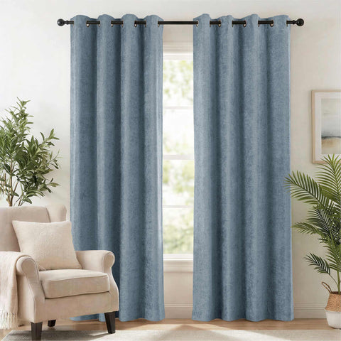 OY12 Blackout Soft Chenille Curtains Grommets 1 Panel for Bedroom
