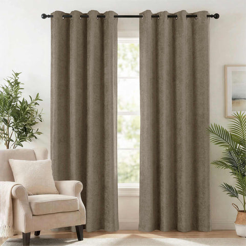 OY12 Blackout Soft Chenille Curtains Grommets 1 Panel for Bedroom