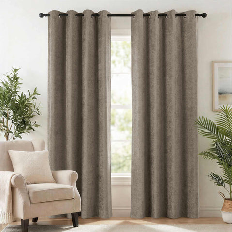 OY12 Blackout Soft Chenille Curtains Grommets 1 Panel for Bedroom