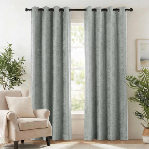 OY12 Blackout Soft Chenille Curtains Grommets 1 Panel for Bedroom