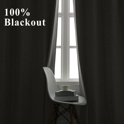 OY19S Linen Blend Soft Blackout Curtains Pinch Peat 1 Panel