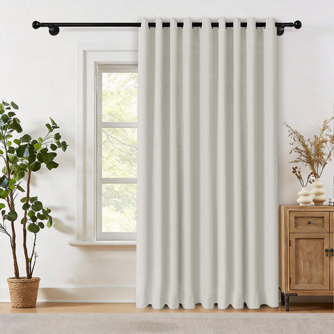 OY19S Soft Linen Blend Blackout Curtains Grommets 1 Panel
