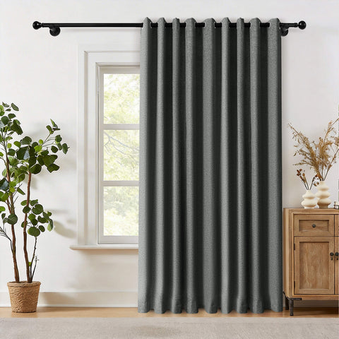 OY19S Soft Linen Blend Blackout Curtains Grommets 1 Panel