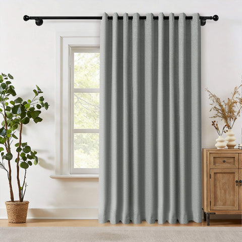 OY19S Soft Linen Blend Blackout Curtains Grommets 1 Panel