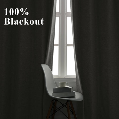 OY19S Linen Blend Soft Blackout Curtains Pinch Peat 1 Panel