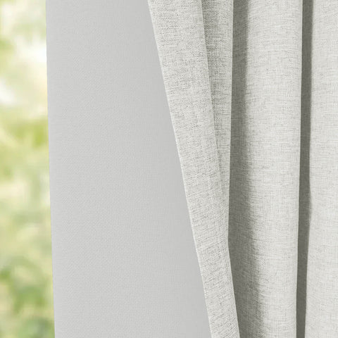 OY19S Soft Linen Blend Blackout Curtains 220GSM Flat Hooks 1 Panel