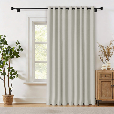 OY19S Soft Linen Blend Blackout Curtains Grommets 1 Panel
