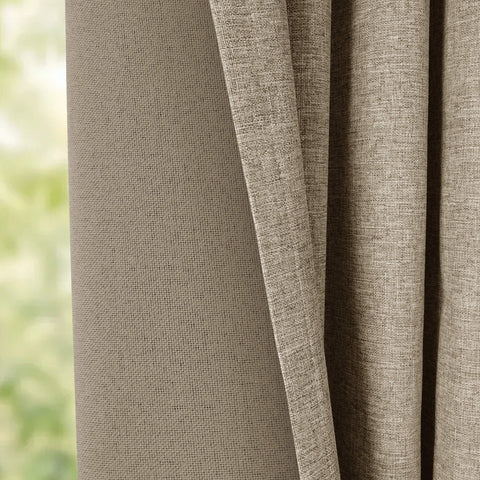 OY19S Soft Linen Blend Blackout Curtains Grommets 1 Panel