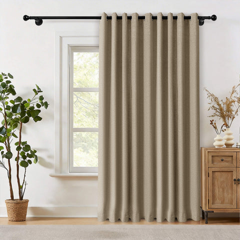 OY19S Soft Linen Blend Blackout Curtains Grommets 1 Panel