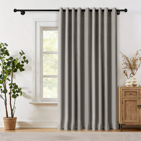 OY19S Soft Linen Blend Blackout Curtains Grommets 1 Panel