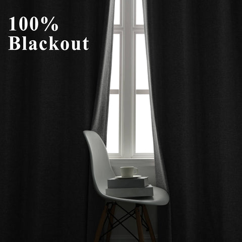 OY19S Linen Blend Soft Blackout Curtains Pinch Peat 1 Panel