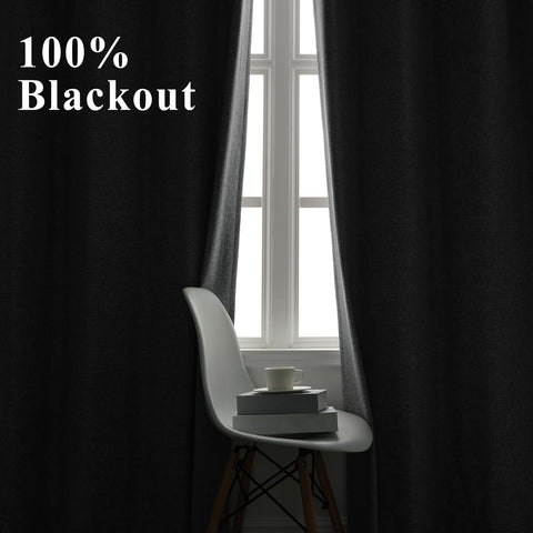 OY19S Linen Blend Soft Blackout Curtains Pinch Peat 1 Panel