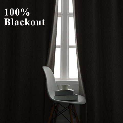 OY19S Soft Linen Blend Blackout Curtains Grommets 1 Panel
