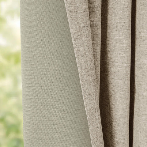 OY19S Soft Linen Blend Blackout Curtains Grommets 1 Panel