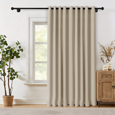 OY19S Soft Linen Blend Blackout Curtains Grommets 1 Panel