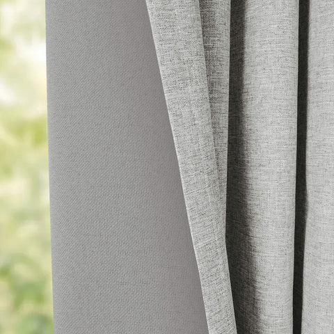 OY19S Soft Linen Blend Blackout Curtains Grommets 1 Panel