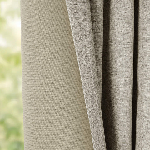 OY19S Linen Blend Soft Blackout Curtains Pinch Peat 1 Panel