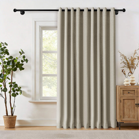 OY19S Soft Linen Blend Blackout Curtains Grommets 1 Panel