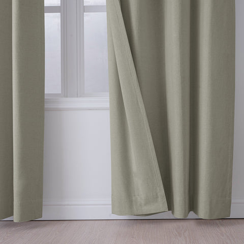 OY66 Ultra-Soft Blackout Double-Sided Lightweight Linen Curtain Pinch Pleat 1 Panel