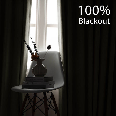 OY66 Extra Long Ultra-Soft Blackout Double-Sided Lightweight Linen Curtain 1 Panel