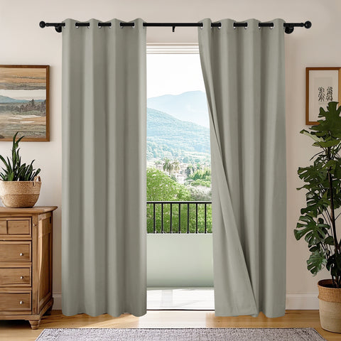 OY66 Extra Long Ultra-Soft Blackout Double-Sided Lightweight Linen Curtain 1 Panel