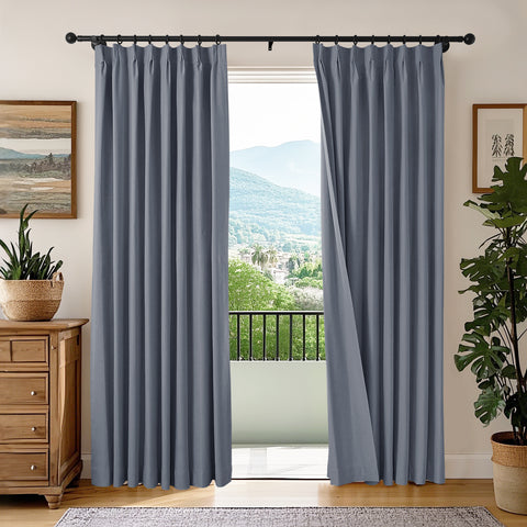OY66 Ultra-Soft Blackout Double-Sided Lightweight Linen Curtain Pinch Pleat 1 Panel