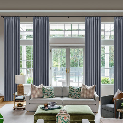 OY66 Ultra-Soft Blackout Double-Sided Lightweight Linen Curtain Pinch Pleat 1 Panel