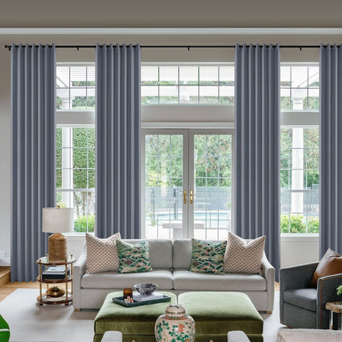 OY66 Extra Long Ultra-Soft Blackout Double-Sided Lightweight Linen Curtain 1 Panel