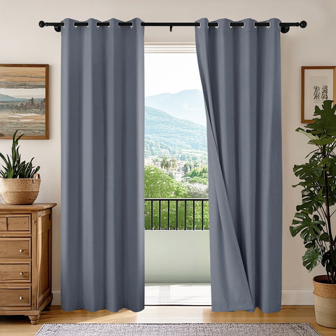 OY66 Extra Long Ultra-Soft Blackout Double-Sided Lightweight Linen Curtain 1 Panel