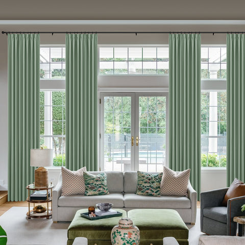 OY66 Ultra-Soft Blackout Double-Sided Lightweight Linen Curtain Pinch Pleat 1 Panel