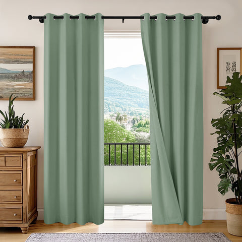 OY66 Extra Long Ultra-Soft Blackout Double-Sided Lightweight Linen Curtain 1 Panel