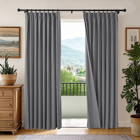 OY66 Ultra-Soft Blackout Double-Sided Lightweight Linen Curtain Pinch Pleat 1 Panel