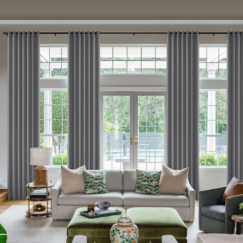 OY66 Extra Long Ultra-Soft Blackout Double-Sided Lightweight Linen Curtain 1 Panel